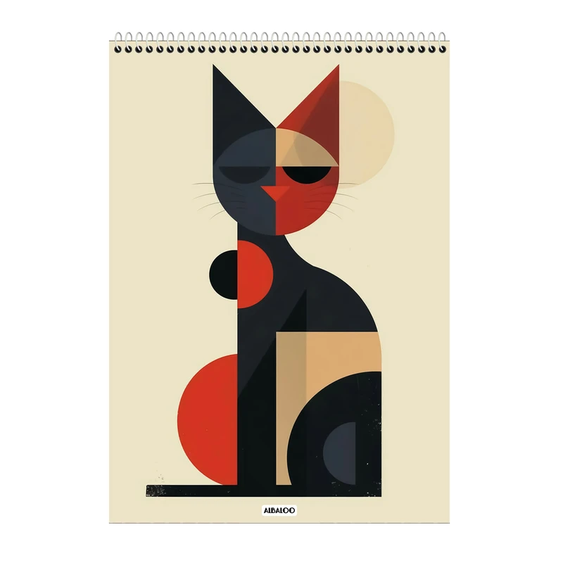 دفتر شطرنجی 100 برگ آلبالو طرح گربه  کد 5012