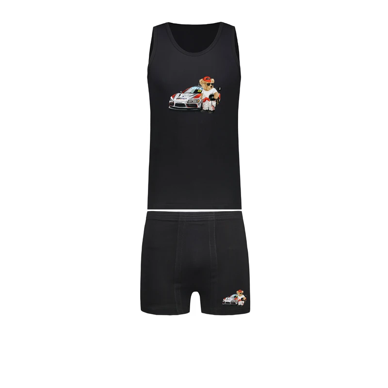 ست شورت و زیرپوش رکابی یقه باز پسرانه مدل ماشین Z3