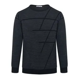 پلیور مردانه مدل یقه گرد اندامی رنگ ذغالی