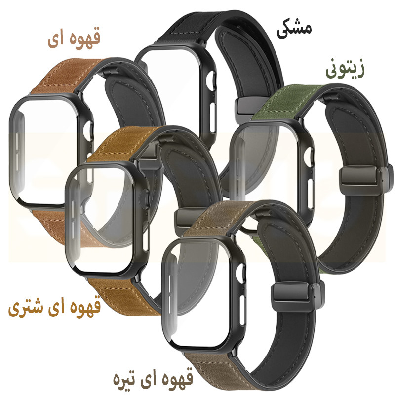 بند اسپریگ مدل Magnetic Soft Leather GLS مناسب برای اپل واچ 42 میلی متری سری 10/11 به همراه کاور