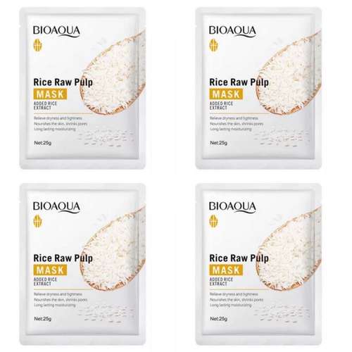 ماسک صورت بایو آکوا مدل برنج وزن 25 گرم مجموعه 4 عددی