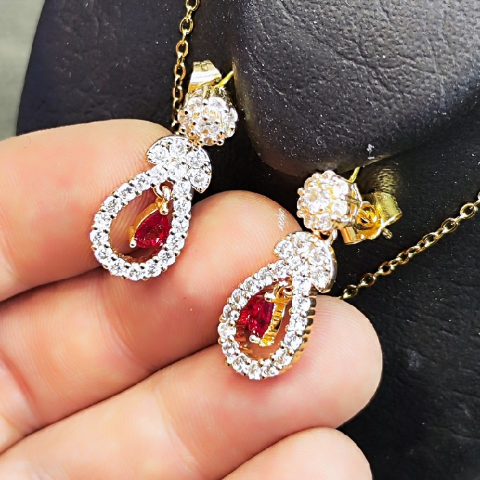 نیم ست زنانه مدل سنگ یاقوت کد 4150 نیم ست زنانه مدل سنگ یاقوت کد 4150