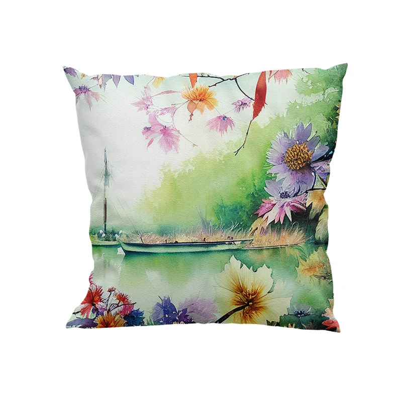 کوسن پاد آفرین مدل نقاشی آبرنگ طبیعت کد DKK198