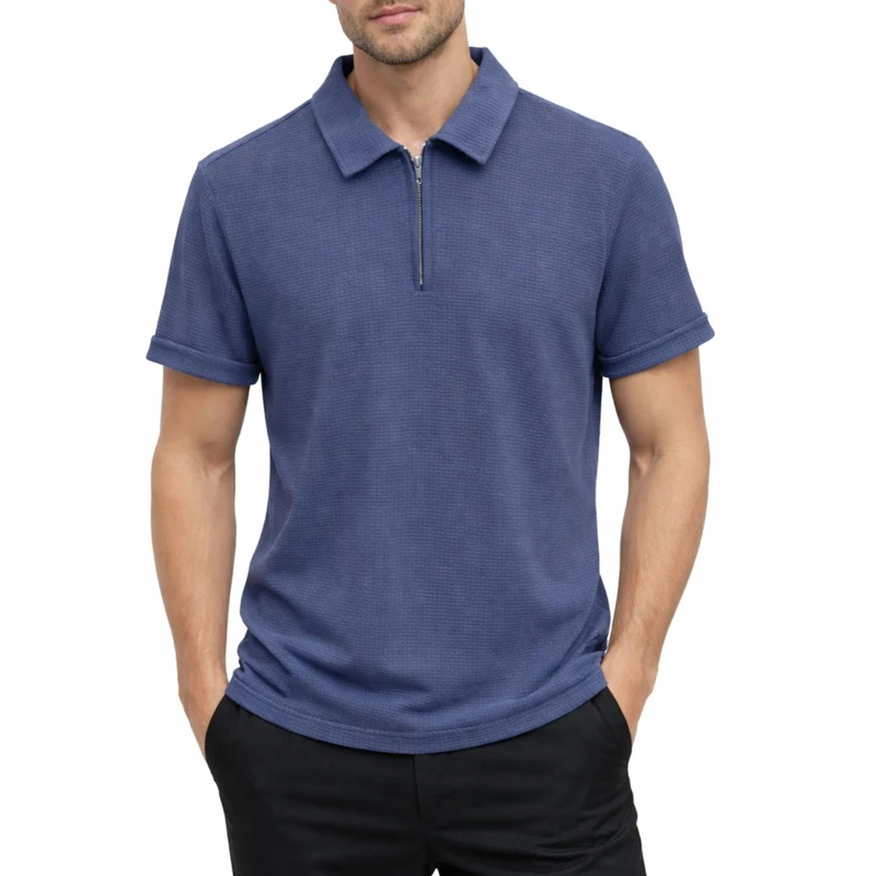 پولوشرت آستین کوتاه مردانه مدل نیم زیپ