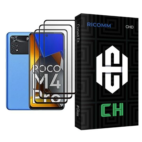 محافظ صفحه نمایش ریکام مدل CH Glass MIX003 مناسب برای گوشی موبایل شیائومی Poco M4 Pro بسته سه عددی