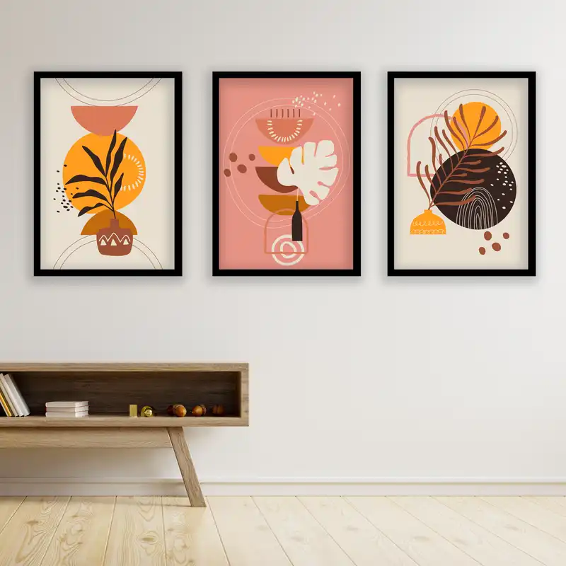 تابلو مدل مینیمال دکوراتیو کد LA-G3047 مجموعه 3 عددی