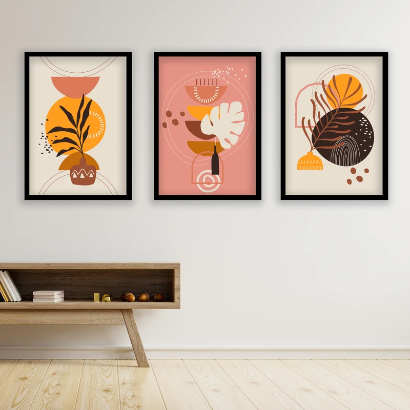 تابلو مدل مینیمال دکوراتیو کد LA-G3047 مجموعه 3 عددی