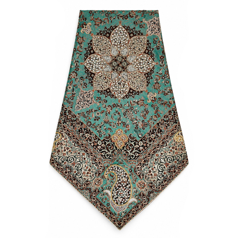 رومیزی ترمه مدل سرمه دوزی طرح ابریشم کسری