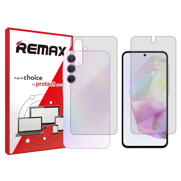 محافظ صفحه نمایش شفاف ریمکس مدل HyGEL مناسب برای گوشی موبایل سامسونگ Galaxy A35  به همراه محافظ پشت گوشی
