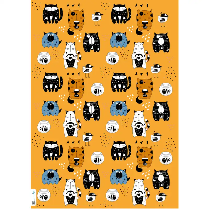 کاغذ کادو طرح گربه کد 145 بسته پنج عددی