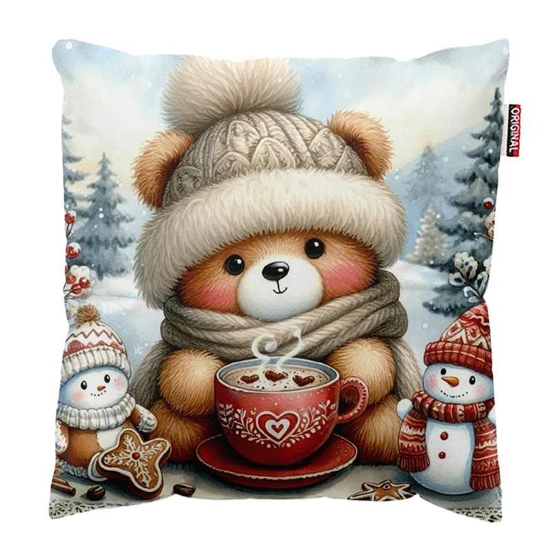 کوسن پاد آفرین مدل کارتونی طرح خرس تدی کد PK403730 سایز 40*40 سانتی متر