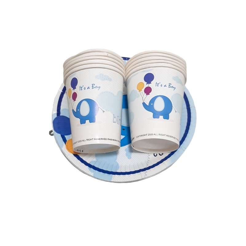 پیس دستی و لیوان یکبار مصرف مدل فیل مجموعه 20 عددی 