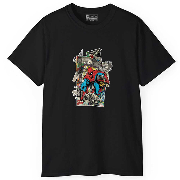 تی شرت آستین کوتاه مردانه پاد آفرین مدل اسپرت طرح مردعنکبوتی قهرمان کد 01062