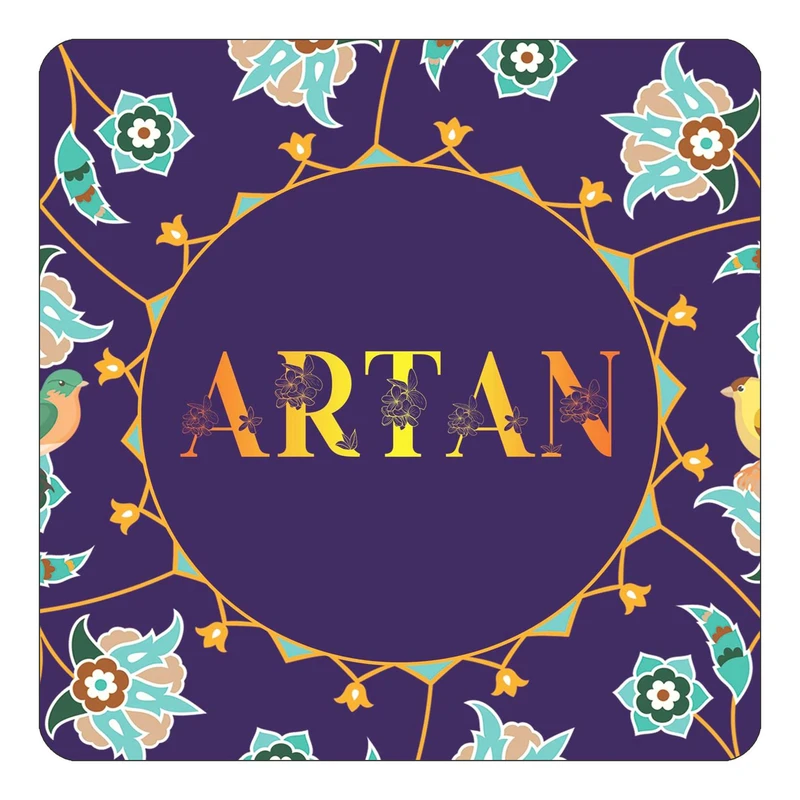 مگنت کاکتی طرح اسم آرتان artan مدل گل و بلبل کد mg11673