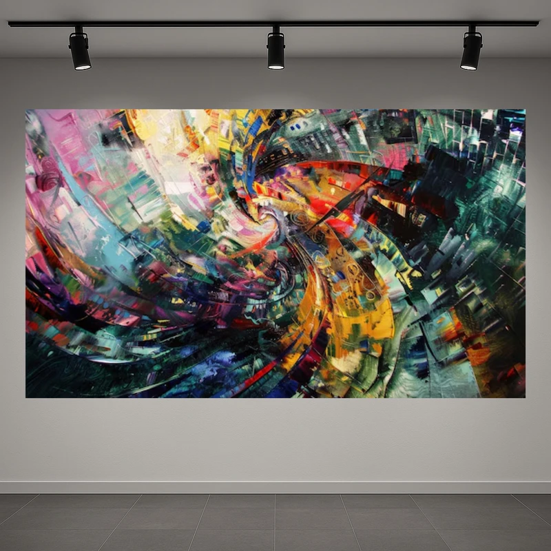 تابلو بوم طرح مخمل انتزاعی مدل رنگ های پر انرژی کد AR3059205