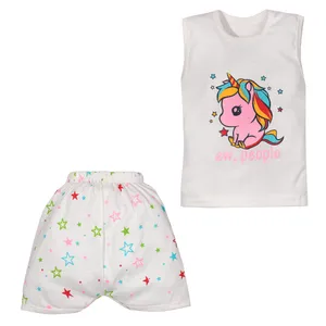 ست تاپ و شلوارک دخترانه مدل Unicorn کد 131