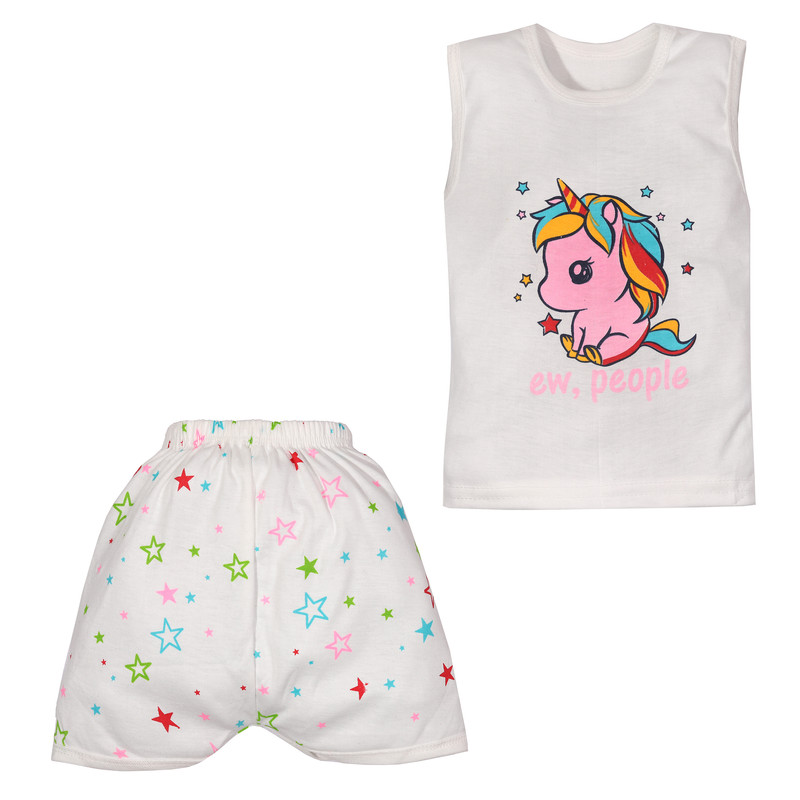 ست تاپ و شلوارک دخترانه مدل Unicorn کد 131