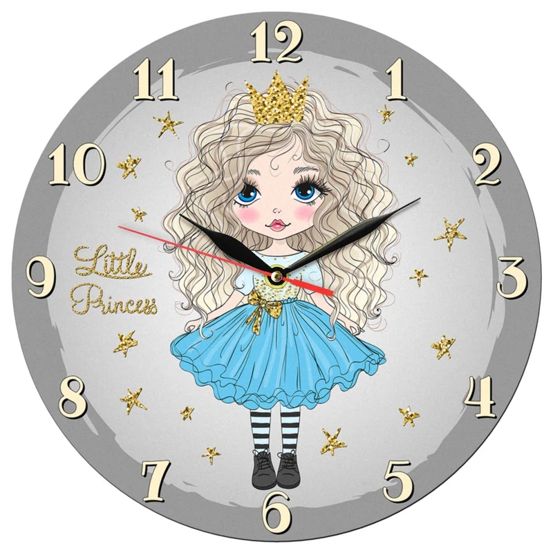 ساعت دیواری کودک طرح دختر مو فرفری کد 1326SB