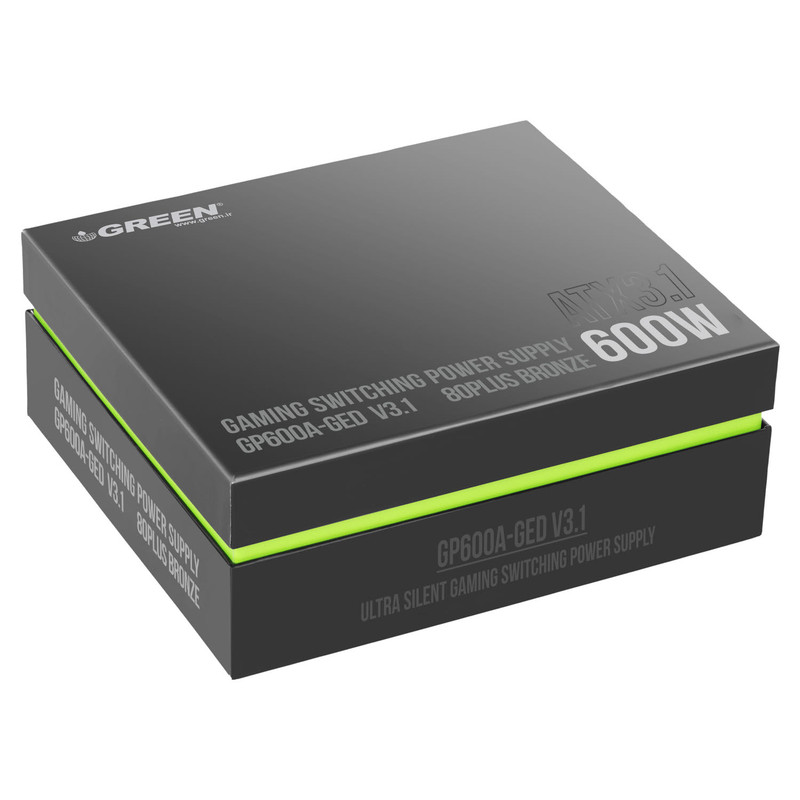 منبع تغذیه کامپیوتر 600W وات گرین مدل GP600A-GED V3.1 (ATX 3.1)