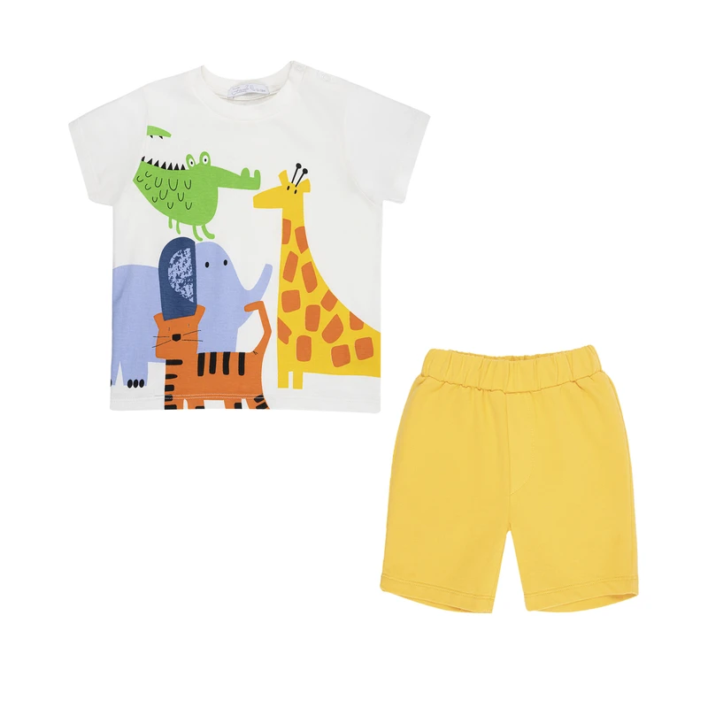 ست تی شرت و شلوارک نوزادی فیورلا مدل zoo کد 25037