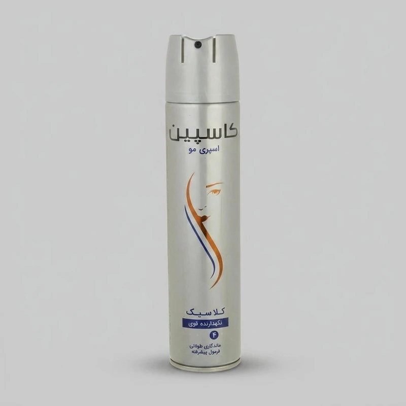 اسپری حالت دهنده مو کاسپین 250 میلی لیتری مدل کلاسیک با ویژگی نگهدارندگی بالا و پوشش قوی بدون ایجاد چسبندگی مو