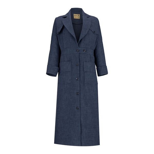 مانتو زنانه السانا مدل تاپیک کد 225205 رنگ آبی تیره