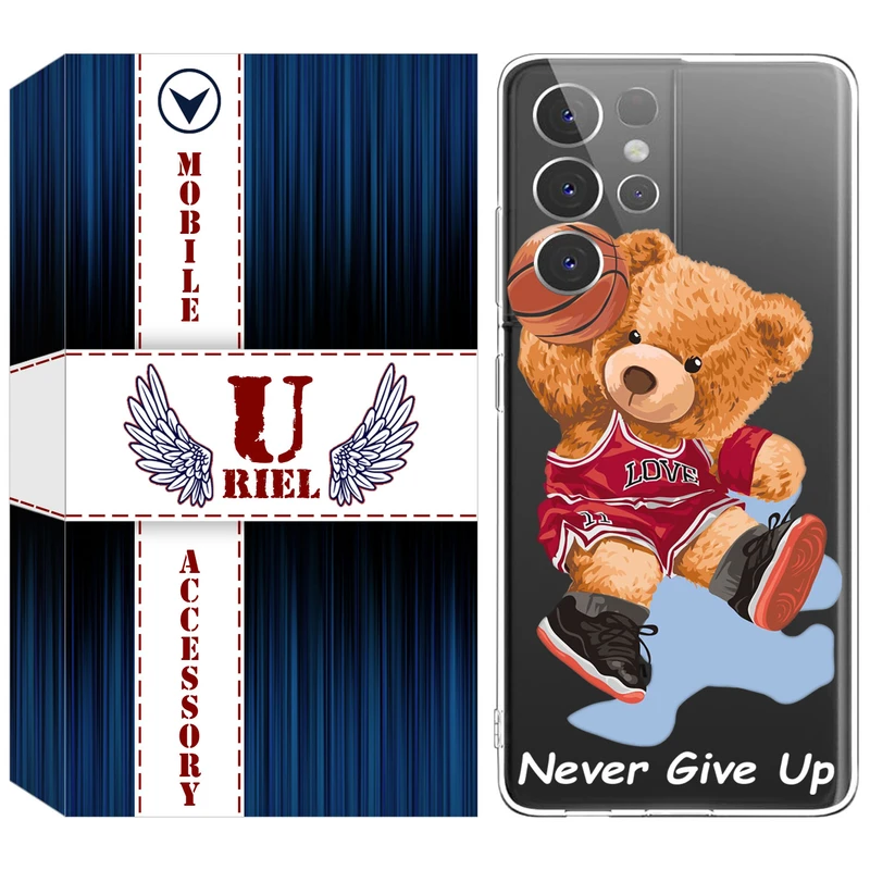 کاور یوریل قاب مدل Clear کد 63 طرح خرس ورزشکار مناسب برای گوشی موبایل سامسونگ Galaxy S21 Ultra