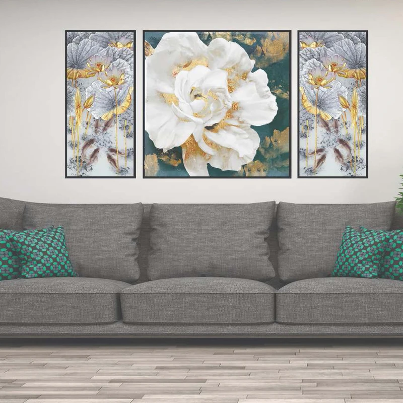 تابلو بکلیت طرح مدرن دیجیتال آرت مدل B-2121 فریم مشکی مجموعه 3 عددی