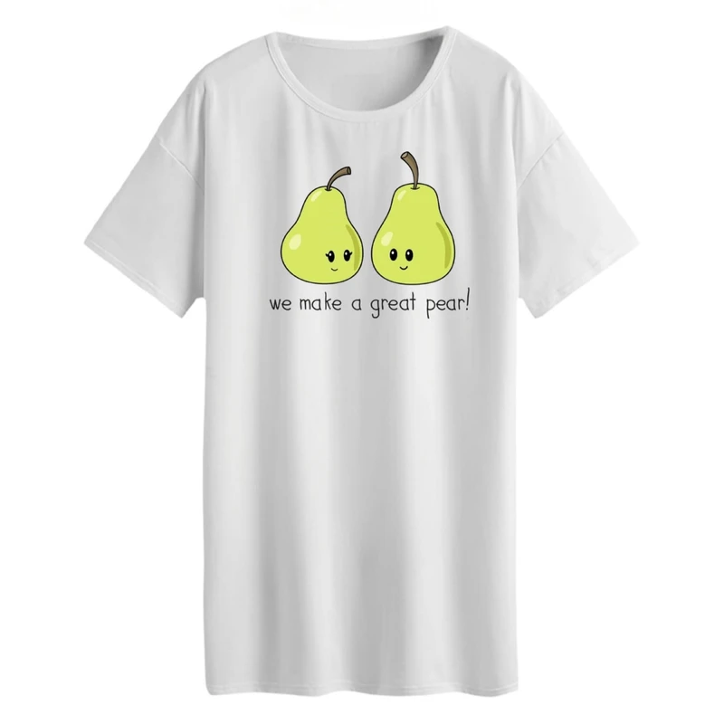 تی شرت لانگ زنانه مدل گلابی ها