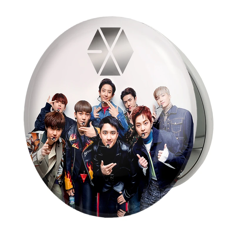 آینه جیبی خندالو طرح گروه موسیقی اکسو EXO مدل تاشو کد 2834 