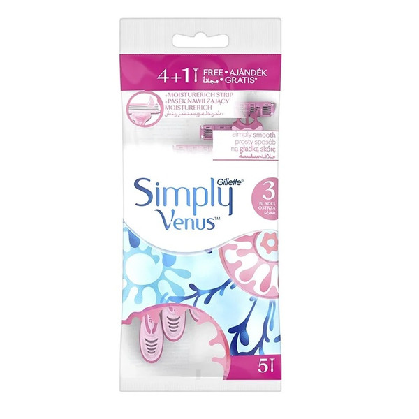 خود تراش ژیلت مدل 3 Simply Venus بسته 5 عددی