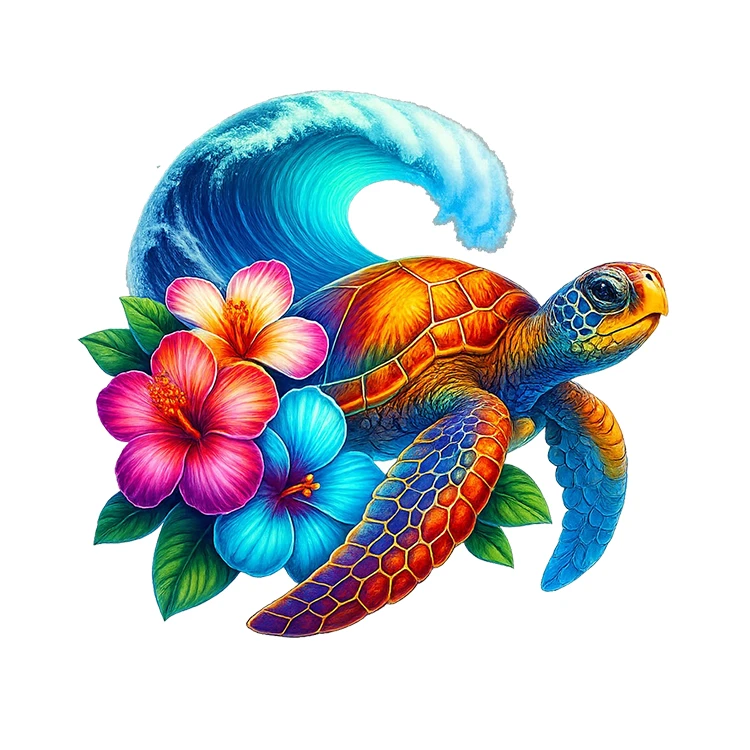 استیکر پارچه و لباس پاد آفرین مدل کیوت فانتزی طرح لاک پشت کد S2719