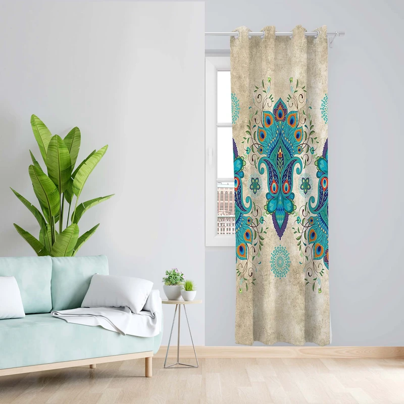 پرده طرح سنتی مدل مخمل پانچی کد 1556 z سایز 140x200 سانتی متر