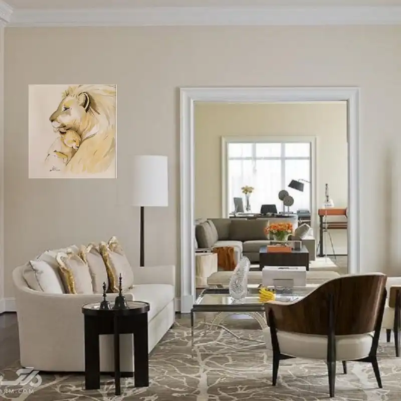 تابلو نقاشی آبرنگ طرح شیر کد 1010