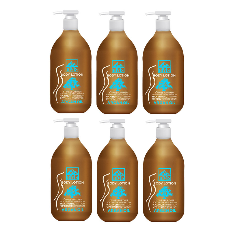 لوسیون بدن بی ام اس مدل Argan حجم 300 میلی لیتر مجموعه 6 عددی