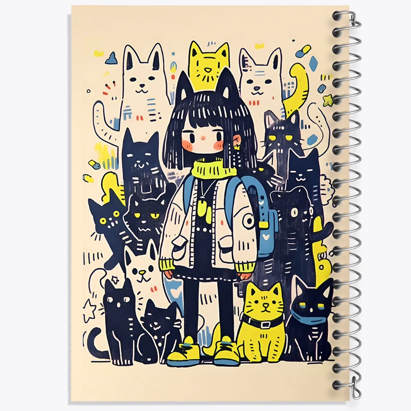 دفتر مشق 50 برگ خندالو طرح دختر و گربه کد N3020