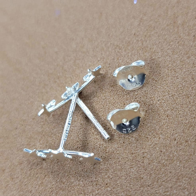 گوشواره نقره زنانه آی ام مدل ستاره دنباله 653 مجموعه دو عددی