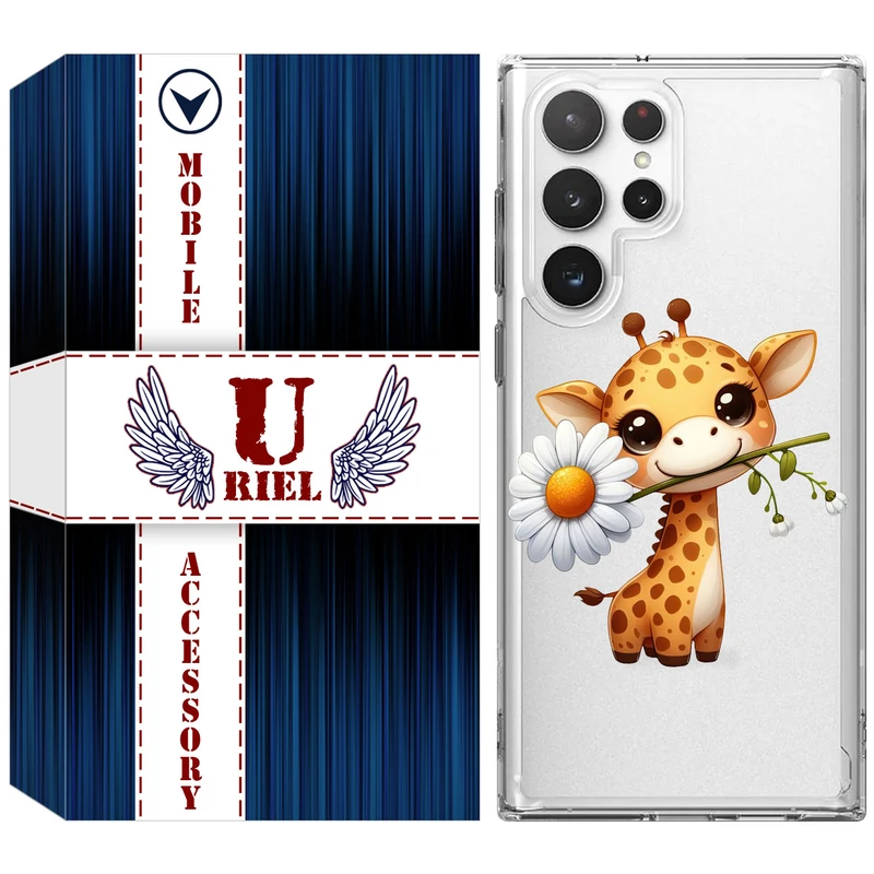 کاور یوریل مدل Clear کد 38 طرح زرافه مناسب برای گوشی موبایل سامسونگ Galaxy S22 Ultra