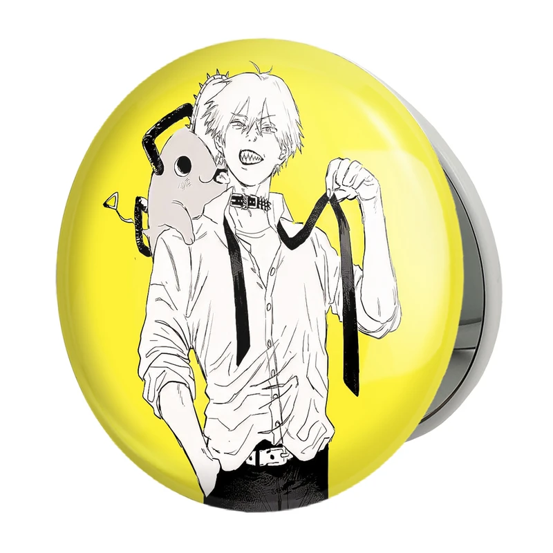 آینه جیبی خندالو طرح دنجی انیمه مرد اره ای Chainsaw Man مدل تاشو کد 17994 