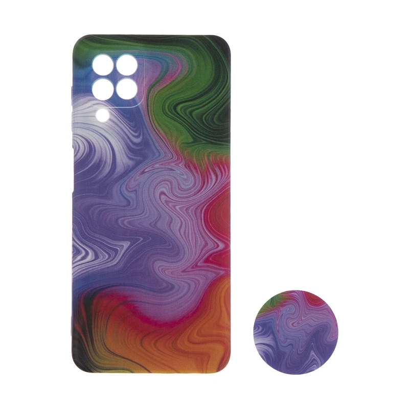 کاور مدل آبرنگی کد N120 مناسب برای گوشی موبایل سامسونگ Galaxy A22 4G به همراه پایه نگهدارنده