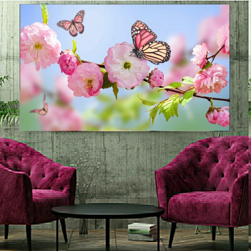  پوستر دیواری طرح گل و پروانه مدل FP289