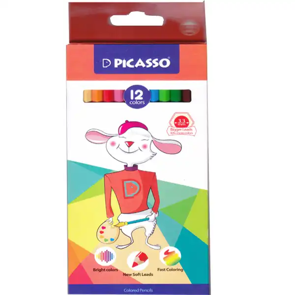 آبرنگ 12 رنگ پیکاسو  مدل  WT-1012به همراه  مداد رنگی 12 رنگ