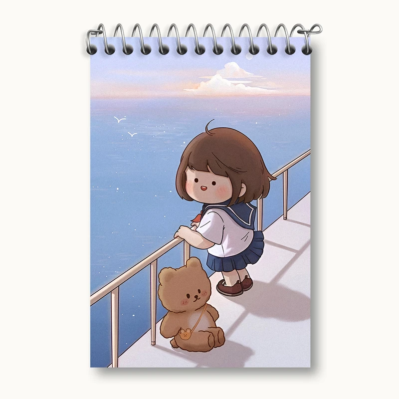 دفتر یادداشت 50 برگ خندالو طرح دخترانه کیوت کد N3848