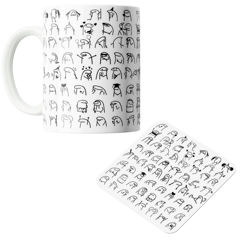 ماگ پاد آفرین مدل شخصیت های ماهی کد 01 به همراه زیر لیوانی