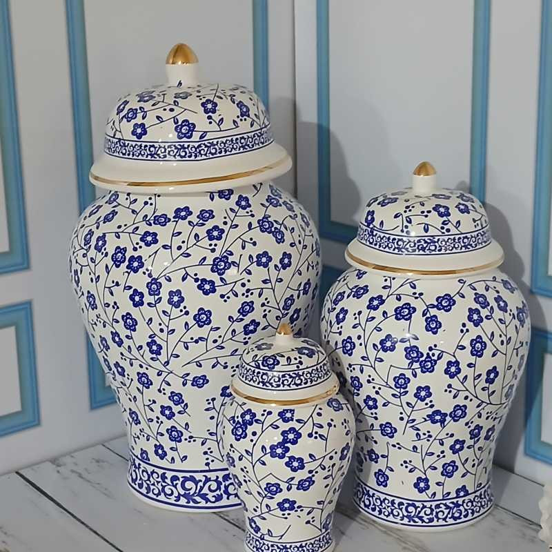 بانکه مدل جینجر جار طرح گلریز کد ۱۲۵ مجموعه سه عددی