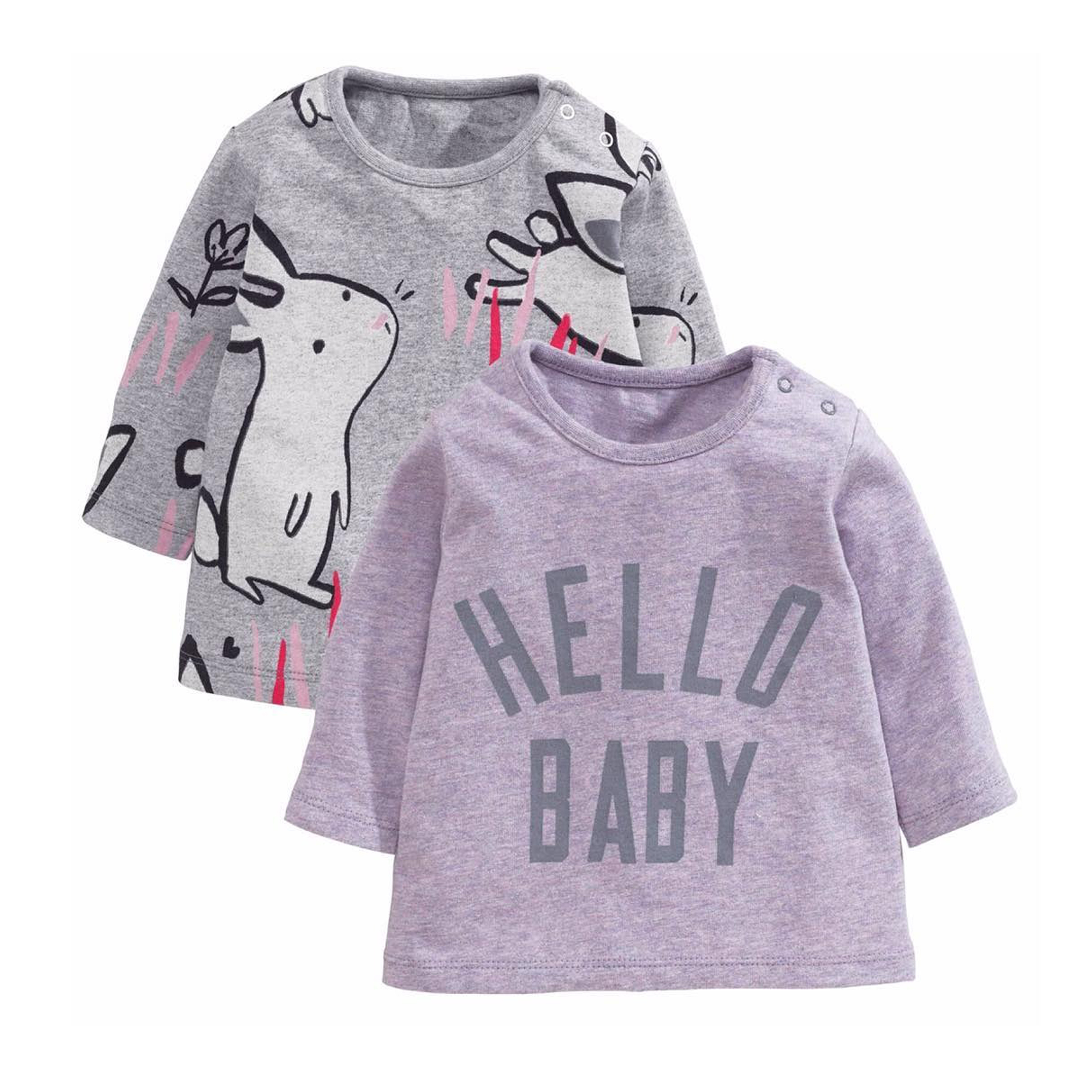 تی شرت آستین بلند نوزادی نکست مدل vb-389 مجموعه دو عددی