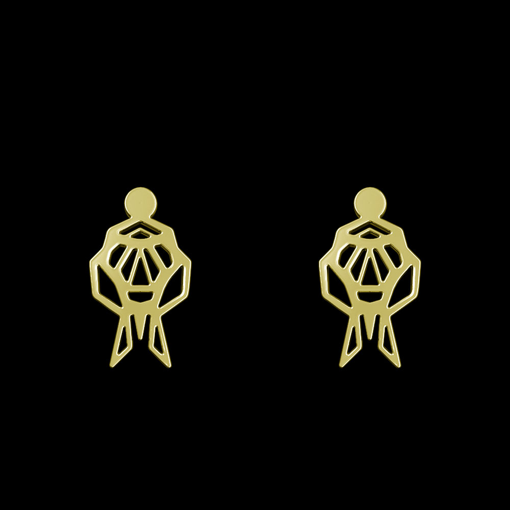 گوشواره طلا 18 عیار زنانه مدوپد مدل هندسی کد GA1-10106