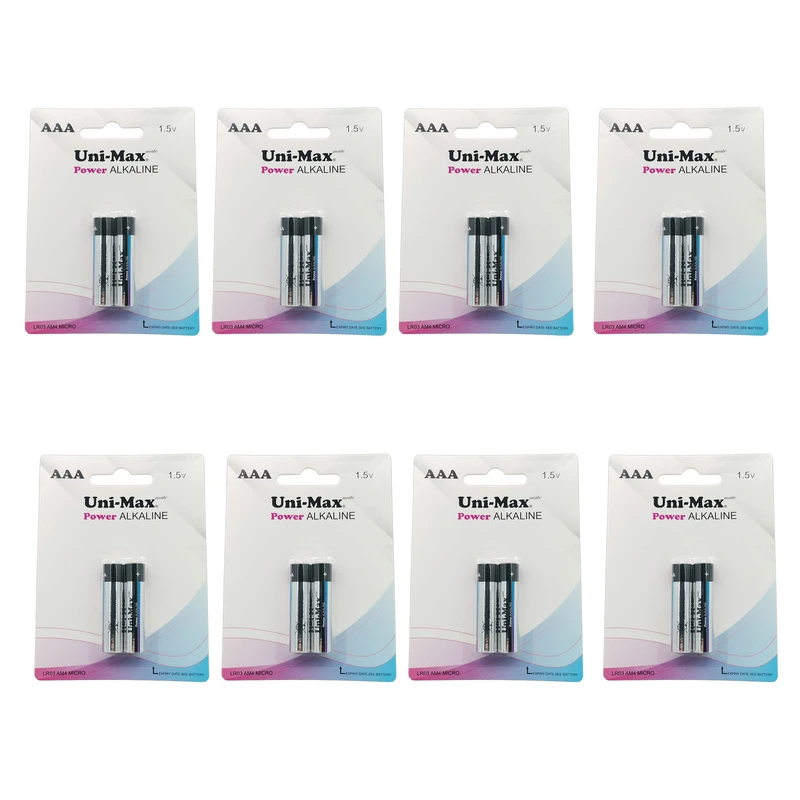 باتری نیم قلمی یونیمکس مدل پاور آلکالاین بسته 16 عددی