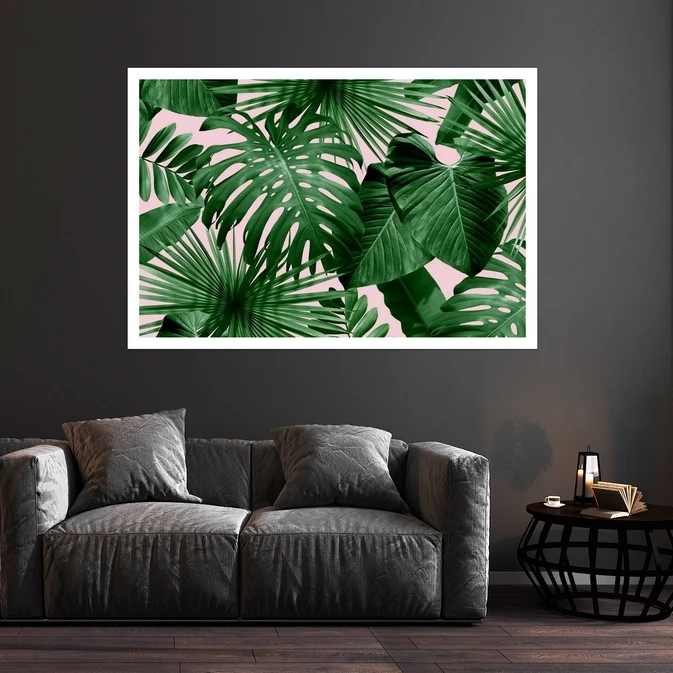 تابلو بکلیت طرح طبیعت و برگ انجیری مدل قاب شاسی W-s10176