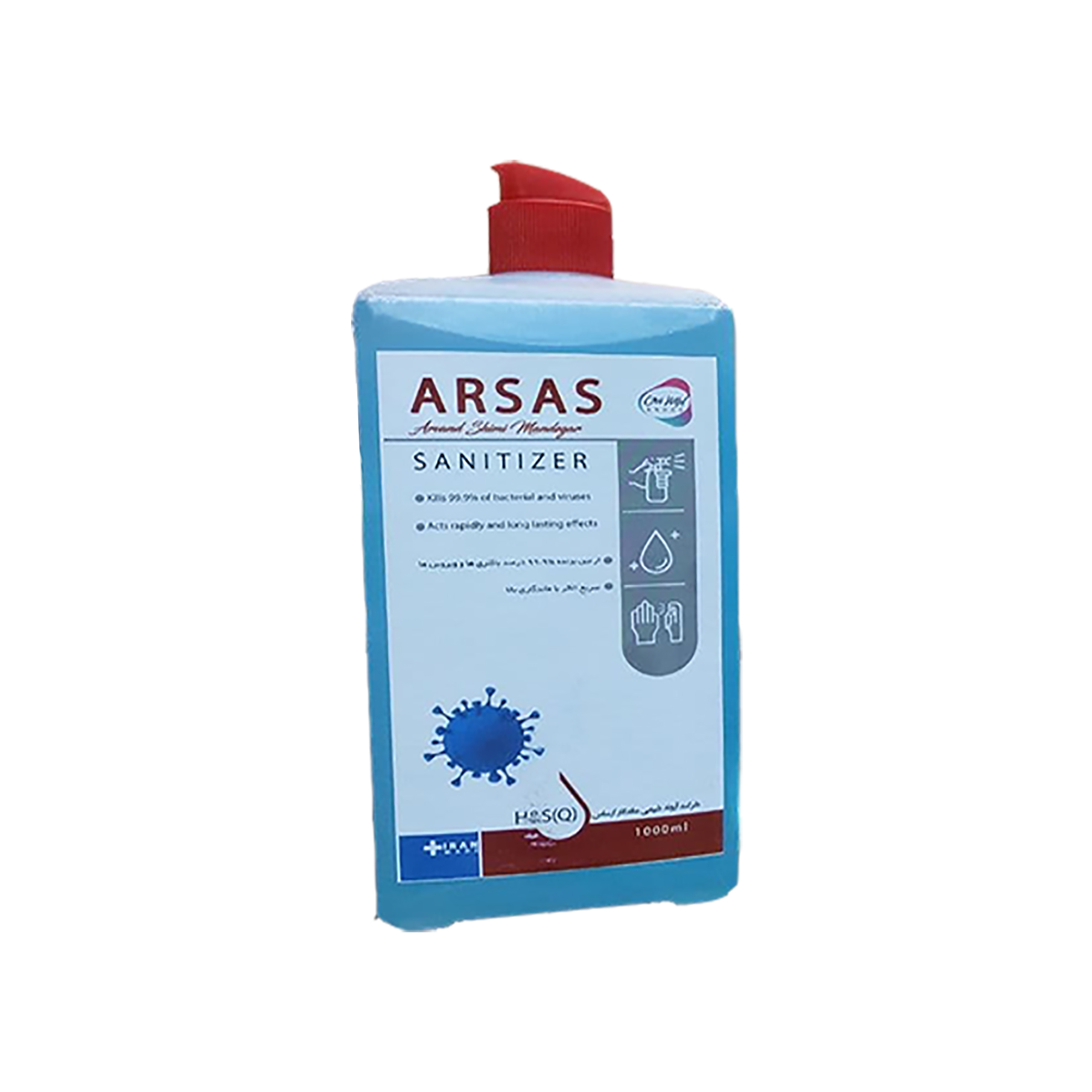 محلول ضد عفونی کننده دست مدل ARSAS حجم 1000 میلی لیتر